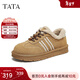 他她（TATA）棉鞋2025冬季厚底板鞋加絨毛毛德訓鞋休閑平底鞋CUD01DM5 棕黃（仿毛里） 37
