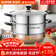 蘇泊爾（SUPOR）304不銹鋼蒸鍋雙層加厚復底湯鍋帶蒸籠燃氣電磁爐通用 【雙層加厚】旗艦款 26cm