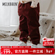 Milkbarn兒童燈芯絨外套男女童外出衣服寶寶秋季保暖童裝 漿果紅色（長(cháng)褲） 90 cm