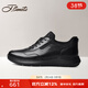 賓度（J.Benato）【品牌旗艦】男鞋男士休閑皮鞋春夏季男舒適透氣厚底運動(dòng)鞋 黑色 40