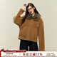 ELEVEN SLEEP秋冬新款皮毛一體毛領(lǐng)外套女款韓系通勤保暖開(kāi)衫皮草 棕色 M