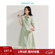 茵曼（INMAN）【商場(chǎng)同款】速干棉短袖連衣裙2025春秋女裝新品打攬收腰中長(cháng)裙 豆綠色 L