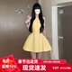 GARNUO黃色無(wú)袖背心連衣裙子女夏季法式高級感小個(gè)子禮服裙收腰顯瘦短裙 黃色 S 【80-100斤】