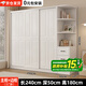 旺府美居【包安裝】衣柜臥室木家具歐式多門(mén)儲物收納衣櫥簡(jiǎn)易推拉門(mén)大衣柜 長(cháng)200高180深50主柜+邊柜【三門(mén)】