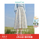 茵曼（INMAN）亞麻歐若風(fēng)薄款植物碎花半身裙女裝2026年夏季新品a字中長(cháng)傘裙子 白底藍花 S