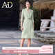 AD正式場(chǎng)合連衣裙女氣質(zhì)時(shí)尚西服裙子OL通勤輕奢職業(yè)裝夏季 七分袖綠色連衣裙 S