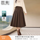 香影咖啡色半身裙女2025冬季新款拼接高腰復古美拉德風(fēng)中長(cháng)款裙子 咖啡 L