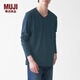 MUJI MUJI 男式 水洗 天竺編織 V領(lǐng)長(cháng)袖T恤 ABC02A1A 深藏青色 M