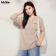 MsShe【刺繡連帽針織衫】大碼女裝2026春裝胖mm毛衣巨好看上衣冬 燕麥色現貨 2XL