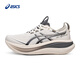 亞瑟士ASICS女子緩震抓地GO系列跑鞋 GEL-NIMBUS 28 GO 米色/灰色 39