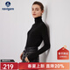 Navigare意大利小帆船女士長(cháng)袖T恤秋冬季羊毛高領(lǐng)打底衫簡(jiǎn)約百搭彈力體恤 暗夜黑磨毛版 XL