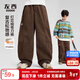 左西男童加絨褲子保暖2025新款兒童冬裝加厚燈芯絨長(cháng)褲潮 咖棕色 140