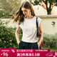 Olrain歐芮兒法式灰色短袖T恤女夏季新款簡(jiǎn)約百搭小衫 米白色 XL