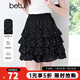 百圖betu女裝2025夏季新款半身裙仲夏夜夢(mèng)印花蓬蓬裙蛋糕裙子2505T48 黑色 S