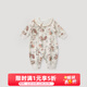巴厘小豬女寶寶連體衣秋季ins風(fēng)哈衣可愛(ài)公主風(fēng)花邊領(lǐng)外出服純棉嬰兒衣服 林麓逸影 80cm