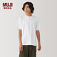 MUJI男式 天竺編織 圓領(lǐng)短袖T恤 男士打底衫男款男裝 AB1MIA4A 白色 M (170/92A)