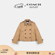 蔻馳（COACH）【禮物】奧萊女士經(jīng)典標志領(lǐng)短款風(fēng)衣 卡其色 XS