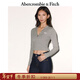 Abercrombie & Fitch【半拉鏈修身T】美式經(jīng)典LOGO打底內搭長(cháng)袖T恤25秋女裝157-5496 淺灰色 S (165/88A)