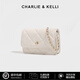 CHARLIE&KELLI品牌 CK輕奢包包女包單肩包菱格小方包斜挎鏈條包生日禮物女 白色【母親節生日情人節520禮物】