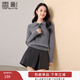 香影灰色絞花針織衫上衣女2025冬季新款配絲巾套頭miu系翻領(lǐng)毛衣 中灰 L 165/88A/110-125斤