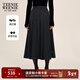Teenie Weenie小熊女裝半身裙2025秋新款學(xué)院風(fēng)刺繡休閑大擺百褶裙 深灰色 S 160