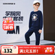 Converse匡威童裝男童套裝秋季新款中大童衛衣長(cháng)褲兩件套休閑運動(dòng)穿搭 藏青藍 140 /68 【建議身高128-140cm】
