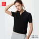 優(yōu)衣庫女裝棉莫代爾混紡POLO領(lǐng)針織衫/短袖毛衣毛衫26新款484607 09 黑色 S