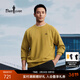 比音勒芬【雙面針織肌理】春秋款男士新年休閑印花肩袖圓領(lǐng)長(cháng)袖T恤上衣 73芥黃色 M