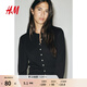 H&M女裝毛針織衫春季miu系開(kāi)衫空調衫薄款針織外套1237776 黑色007 M 165/96