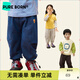 博睿恩（Pureborn）寶寶幼兒園褲子春秋季新款兒童褲子寬松束腳褲男童百搭褲 深牛仔藍1 110