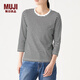 MUJI MUJI 女式 印度棉天竺編織 七分袖T恤 BBK01A0S 黑色X圖案 M