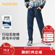 巴拉巴拉童裝兒童褲子男童長(cháng)褲秋冬裝寶寶直筒褲加絨時(shí)尚潮酷 牛仔深藍88301 160