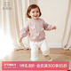 乖奇熊女寶寶純棉衛衣套裝秋冬季嬰兒童抓絨保暖兩件套衣服春秋外出洋氣 珊瑚粉 90