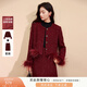 香影新年氛圍感紅色小香風(fēng)套裝2026春季新款本命年裙子兩件套女士 紅色 L