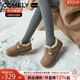 康莉（COMELY）雪地靴女冬季毛毛鞋加絨平底百搭保暖加厚勃肯鞋一腳蹬 卡其色 38
