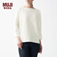 MUJI MUJI 女式 粗棉線(xiàn) 天竺編織 一字領(lǐng) 七分袖T恤 BBL04A1S 白色 M-L
