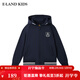 E·LAND KIDS【100%棉】衣戀男女童外套25年春季新品徽章刺繡拉鏈連帽 Navy藏青色/59 160
