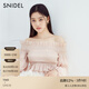 SNIDEL春夏甜美一字領(lǐng)露肩褶皺泡泡袖襯衫上衣SWFB241304 粉色 均碼 （F）