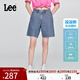 Lee涼涼褲25新品經(jīng)典五袋款設計輕薄天絲女百慕大牛仔短褲顯瘦潮 中藍色 25