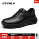 VOLO犀牛鞋子男款旋鈕扣休閑鞋真皮厚底增高運動(dòng)鞋男士透氣跑步鞋 黑色 42
