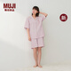 MUJI 女式?jīng)龈须p層紗織短袖睡衣套裝家居服26年夏季新品 FD44CC6S 煙熏粉色豎條紋 L -XL （上裝170/92A,下裝170/74A）