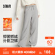 森馬（Semir）休閑褲女冬發(fā)熱抑菌抓絨抽繩衛褲分割寬松2025新款百搭闊腿褲 中花灰00510 S