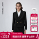 朗姿復古氣質(zhì)職業(yè)通勤黑色西裝外套春季新款短款西服上衣女 黑色2 M