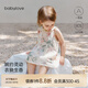 babylove寶寶連衣裙夏季薄款女寶寶高支純棉掛脖裙甜美國風(fēng)公主吊帶裙夏裝 江南煙雨 80