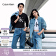 Calvin KleinJeans春秋男女情侶中性休閑通勤ck印花打底衫圓領(lǐng)長(cháng)袖T恤上衣