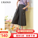LAGOGO格雷灰撞色刺繡半身裙女拉谷谷2025年夏季新款工裝風(fēng)裙子 深灰色 L