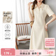 尚都比拉休閑連衣裙女垂感氣質(zhì)通勤小個(gè)子POLO裙短袖夏天a字裙 米杏色 XL