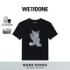 WE11DONE禮遇季女士怪獸涂鴉印花合身圓領(lǐng)短袖T恤潮流個(gè)性 黑色 S