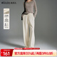Olrain歐芮兒秋冬女裝雪尼爾休閑褲松緊直筒褲慵懶通勤長(cháng)褲子 米白色 M 160/68A/M