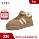 他她（TATA）栗子蛋糕復古休閑德訓鞋雪地靴加絨保暖毛毛鞋冬6JM01DM4 【女款】卡其/粉（毛里） 38